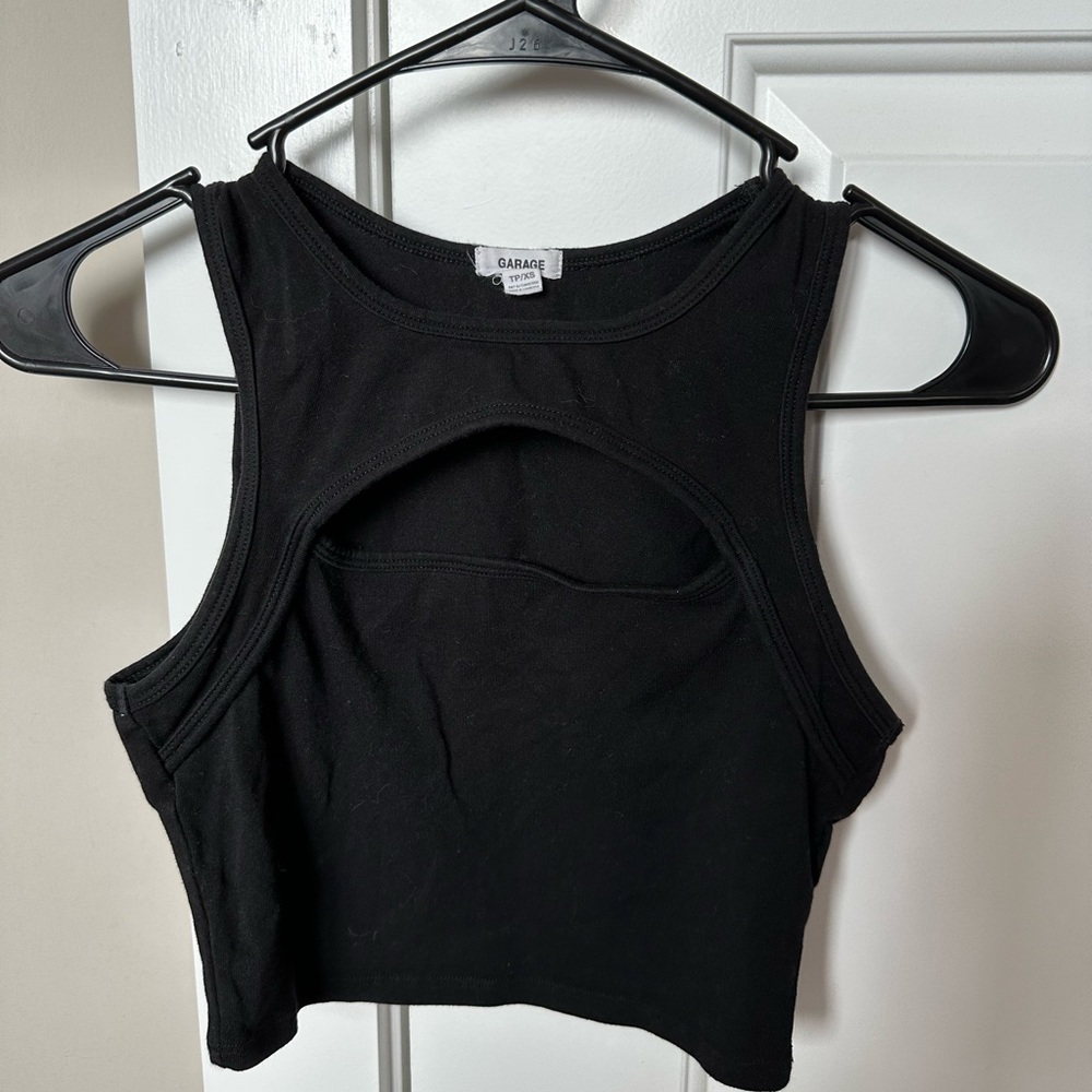 Garage Black Cropped Tank